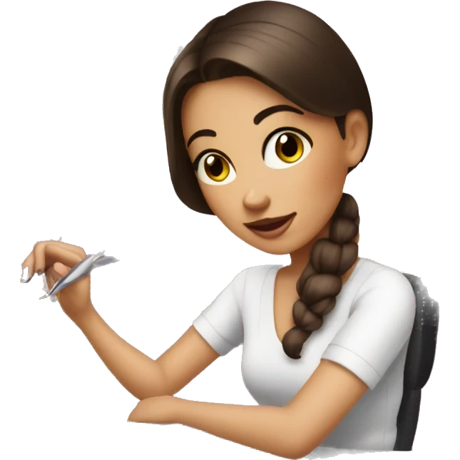Brunette Girl getting a manicure at nail salon emoji