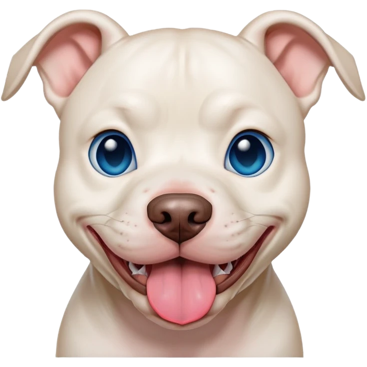 White pitbull blue eyes tongue out emoji