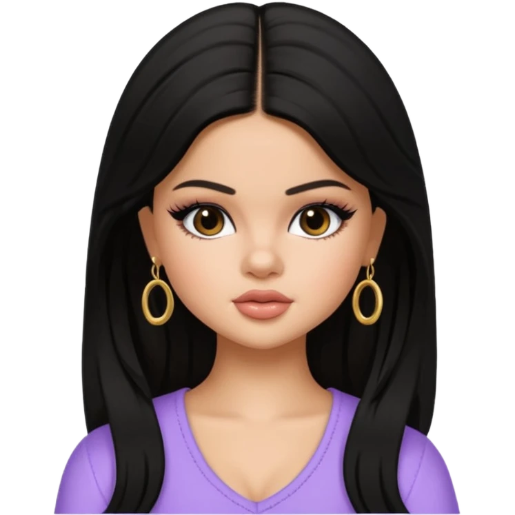 selena gomez as pretty bratz baddie, black hair emoji