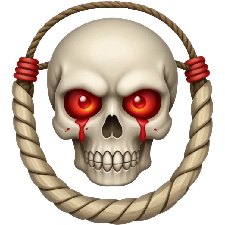 skull with red eyes wrapped in rope emoji