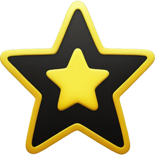 generate a snapchat star badge (yellow round coin with darker tinted yellow borders and a black star inside) emoji
