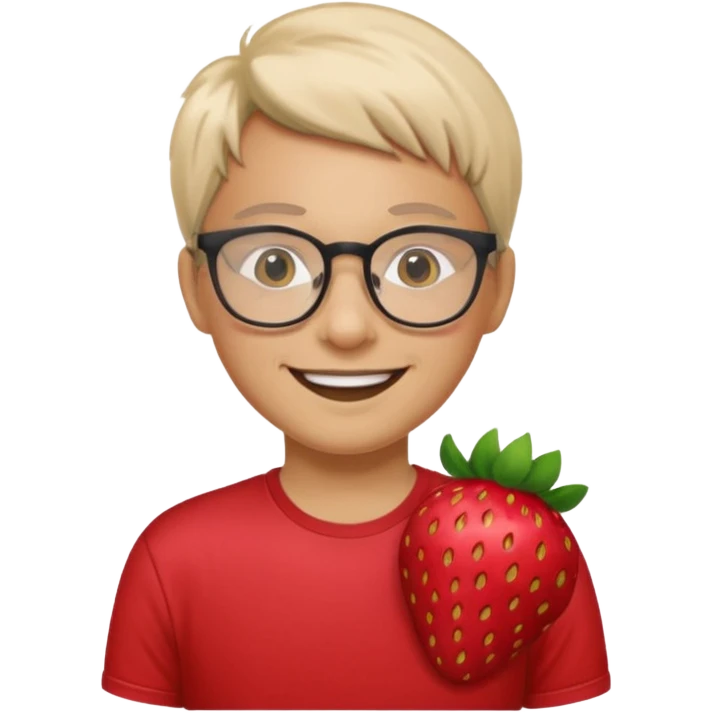 gözlüklü çilek tişörtlü insan emoji