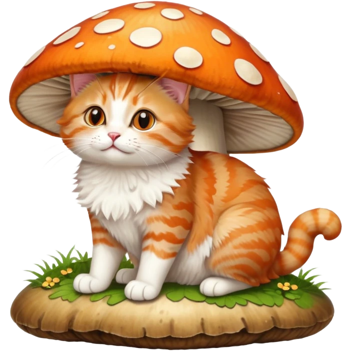 Cat on mushroom  emoji