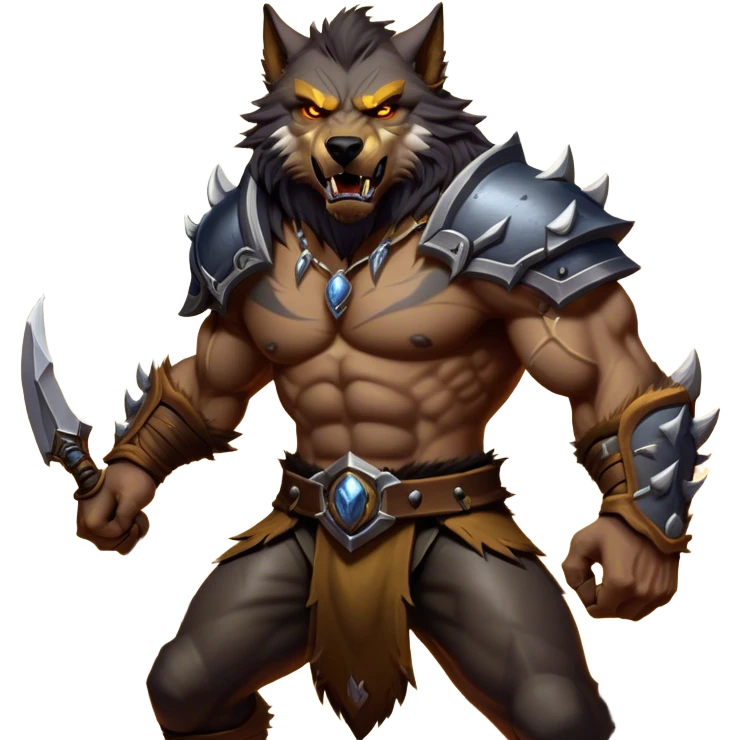 Cinematic Realistic WoW Worgen Portrait, captured in a dynamic, battle-ready stance, muscles rippling beneath his wild fur and tanned skin. His fierce, amber eyes and determined features, set against consistently detailed, worn leather attire, are rendered with dramatic natural lighting and high shine, embodying the raw, relentless fury of a worgen warrior in combat. emoji