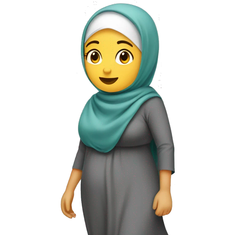 hijab running chubby with vacation mode emoji