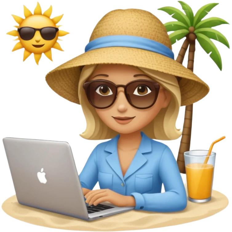 nutricionist with a computer at the beach emoji
