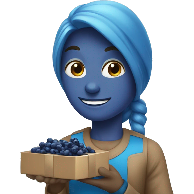 person is sharing blue berries as gift to somebody emoji