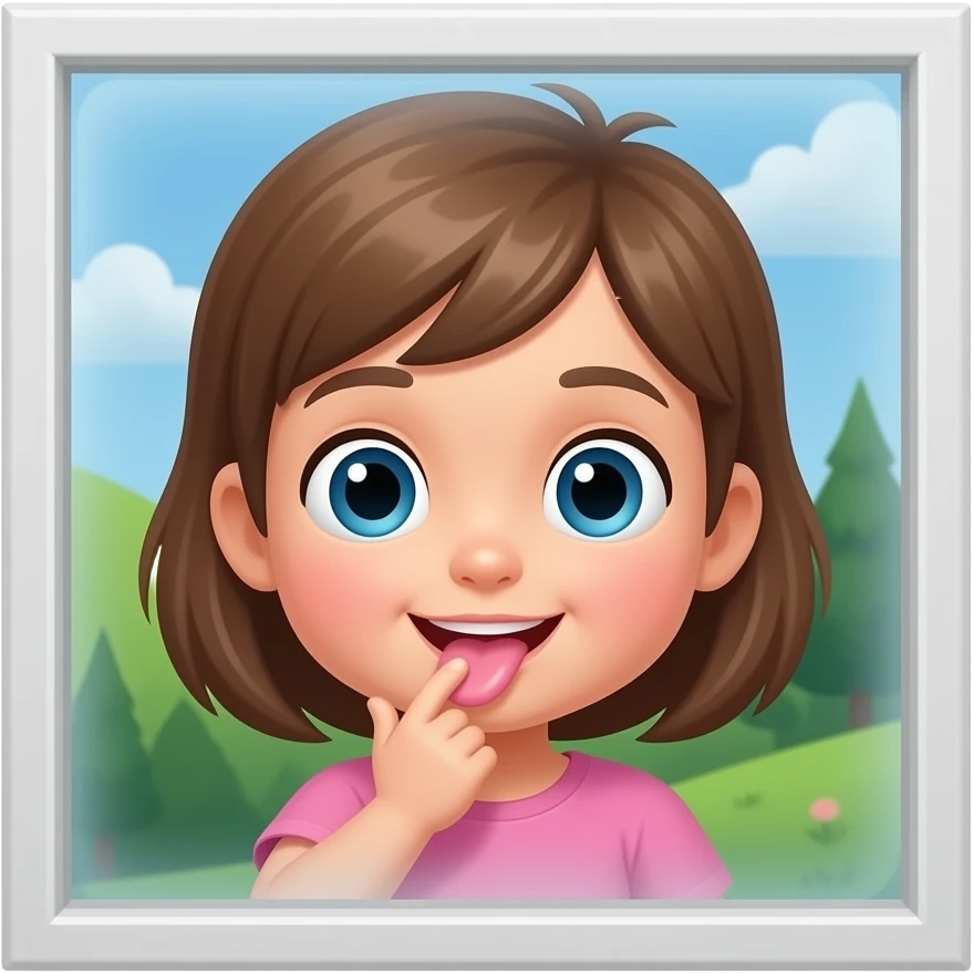 child licking a window emoji