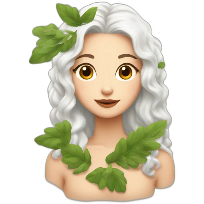 Pretty white Womwan with leaves in hair emoji