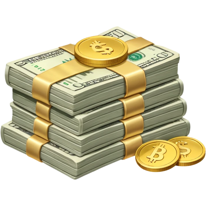 It's an image of money such as coins and bills, but there's only one or two neatly emoji