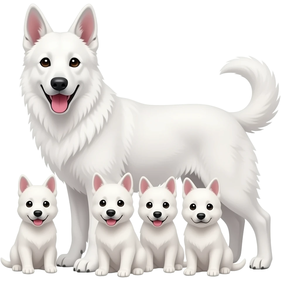 Perro pastor blanco suizo con cachorros emoji