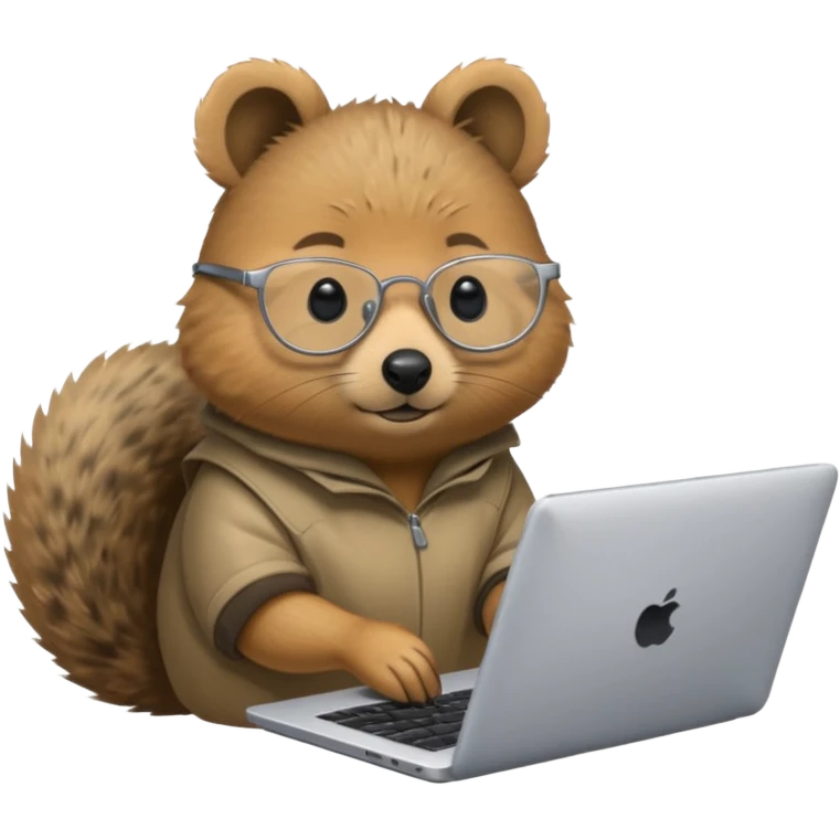 Silver-rimmed, bespectacled front quokka working on a laptop emoji
