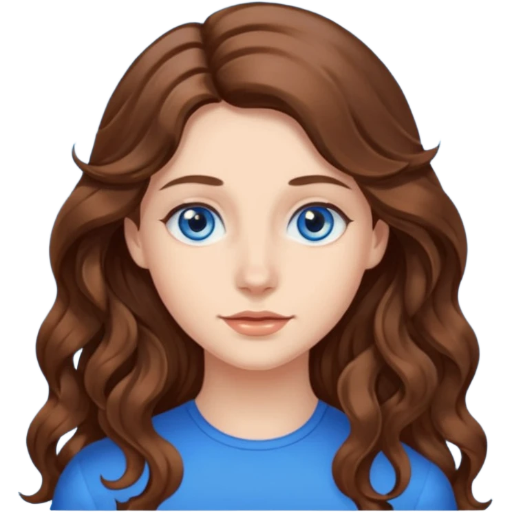 Extra Long wavy hair, brown hair, blue eyes Caucasian emoji