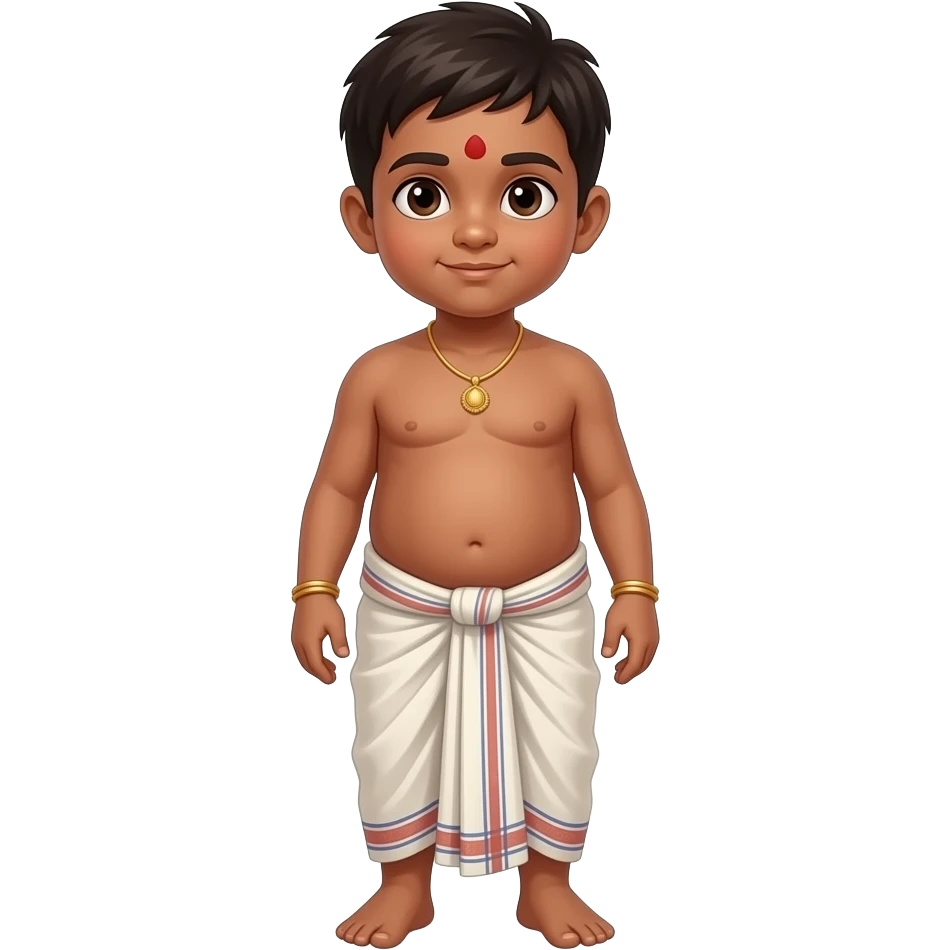 Full body fat shirtless kid wearing a dhuti emoji