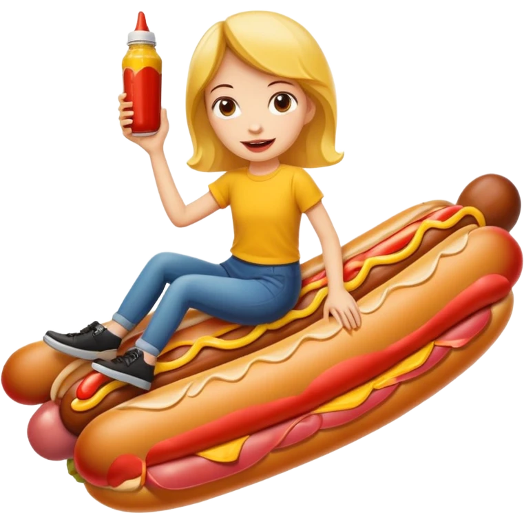 Girl riding a hotdog emoji