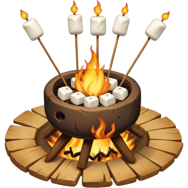 campfire, with marshmallows on skewers emoji