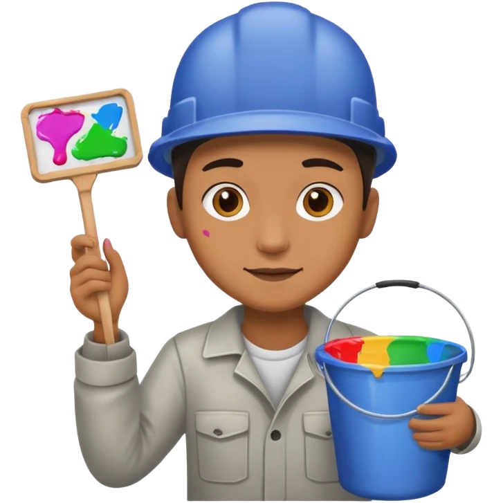Poster Paster + bucket, Street Artist. emoji