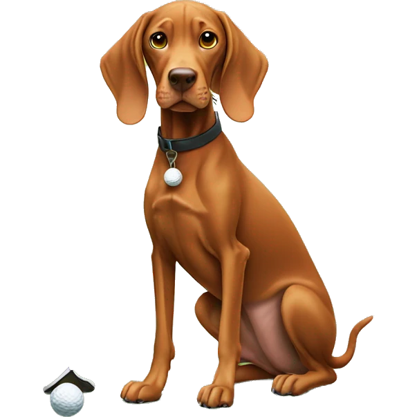 Vizsla playing golf emoji