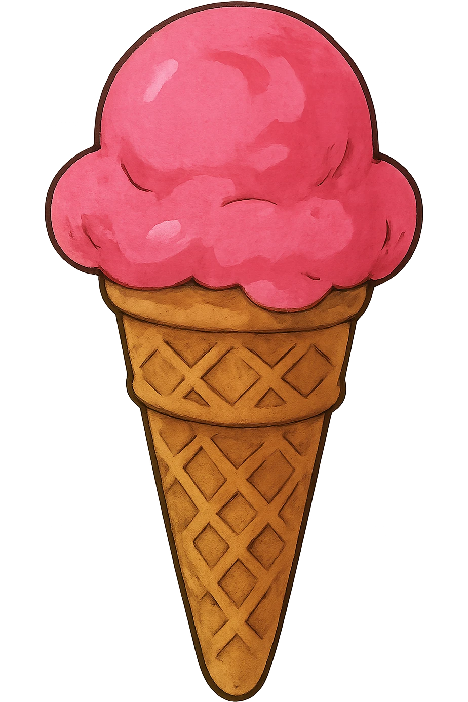 ghibli style icon of a bold pink ice cream cone emoji