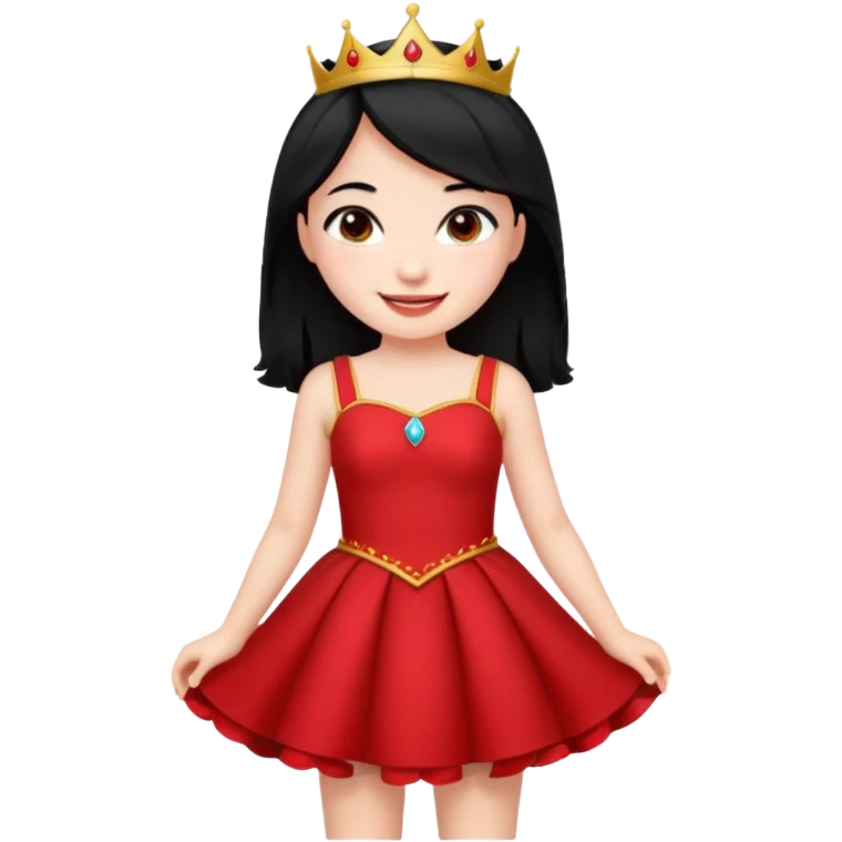 دختری با لباس پرنسسی کوتاه قرمز وموهای مشکی emoji