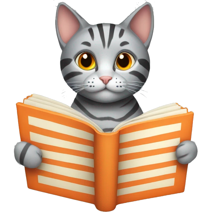 The Striped grey cat with orange book emoji