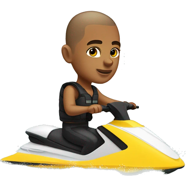 buzz cut hair boy on jetski  emoji