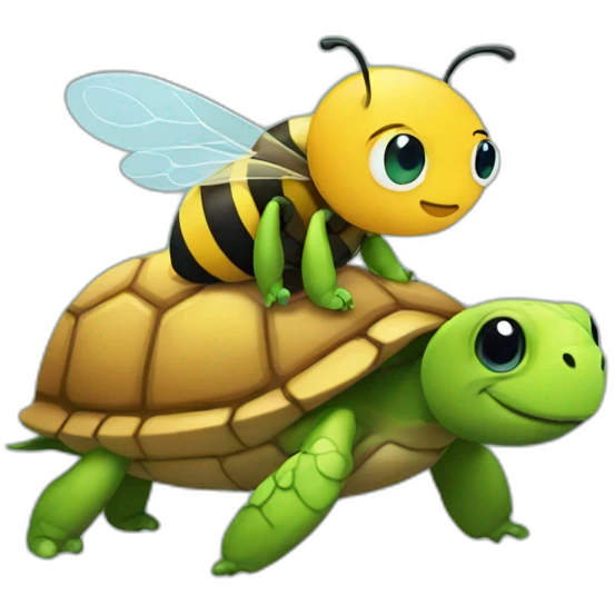 Bee hugging a turtle emoji