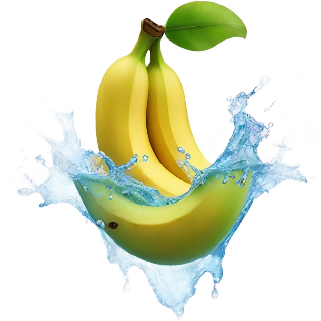 banana and apple with water splash emoji