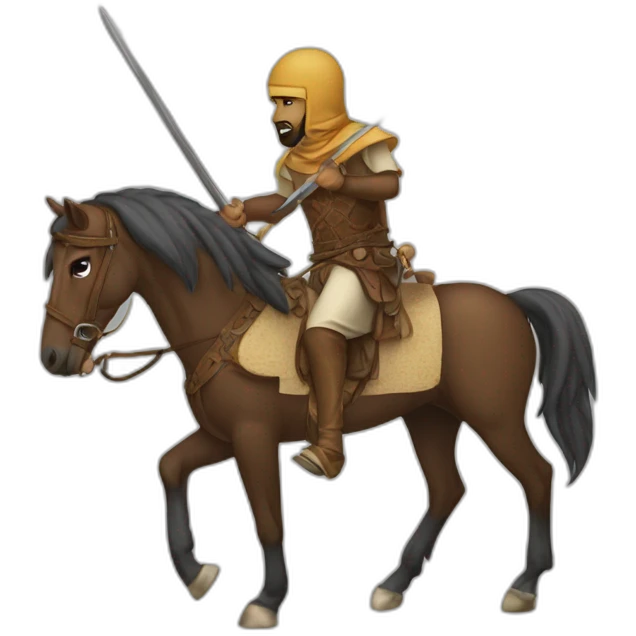Muslim horse raider saddelless with lance emoji