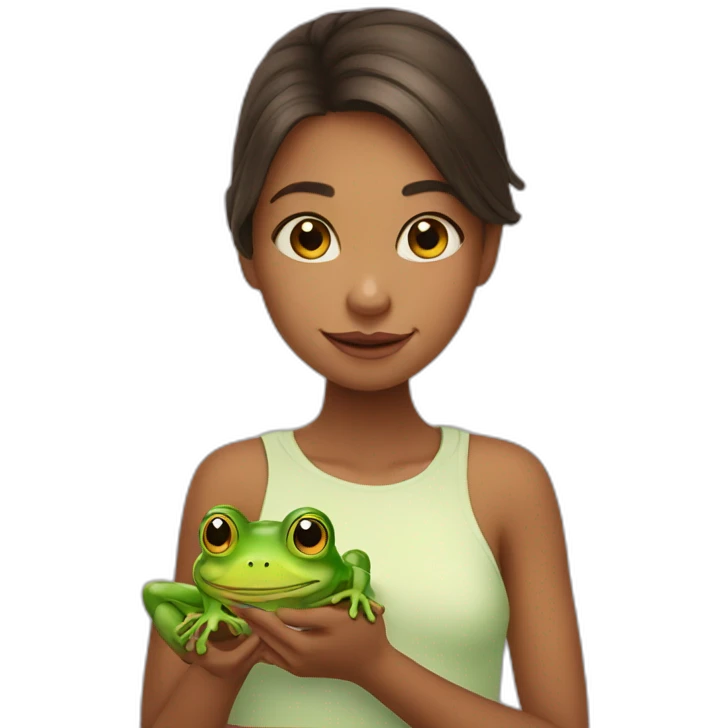 cute girl with frog emoji