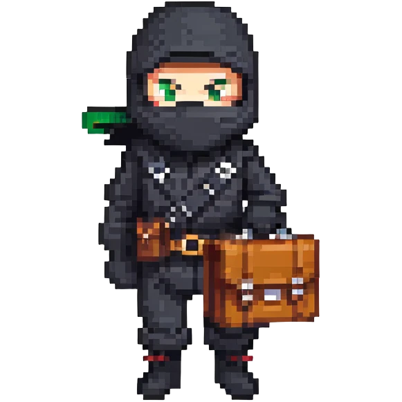 black ninja character holding a briefcase emoji
