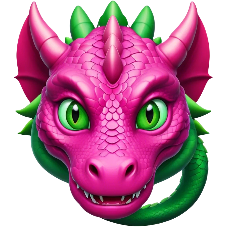  big face adult female dark pink dragon with green snake eyes front view emoji