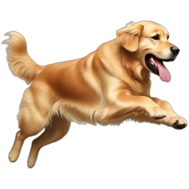 Golden retriever big jump emoji