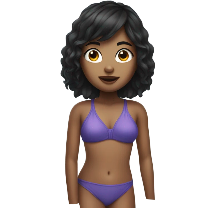 black-haired girl in swimsuit emoji