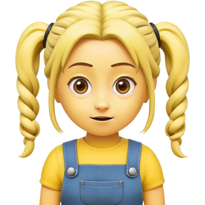 yellow minion character with girl hair, pigtails emoji