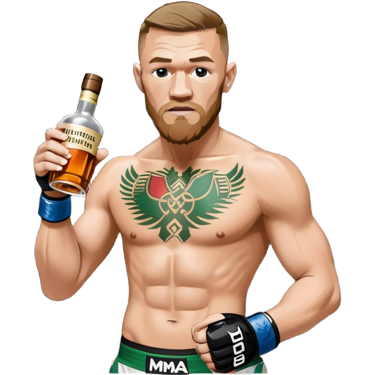 Conor mcreggor in the mma octagon with whiskey emoji