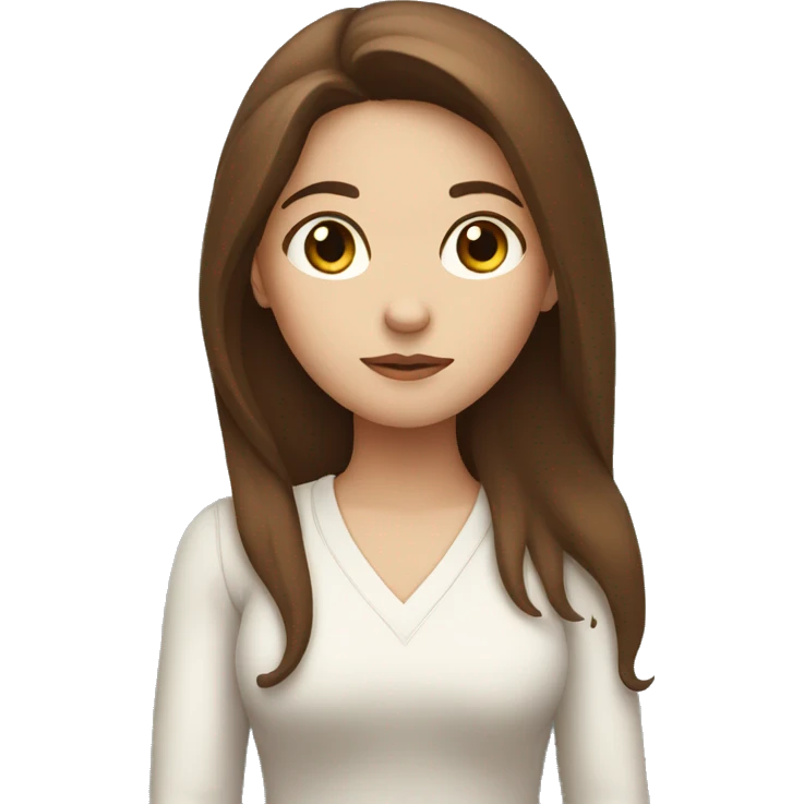girl with long brown hair and white skin shrugging emoji