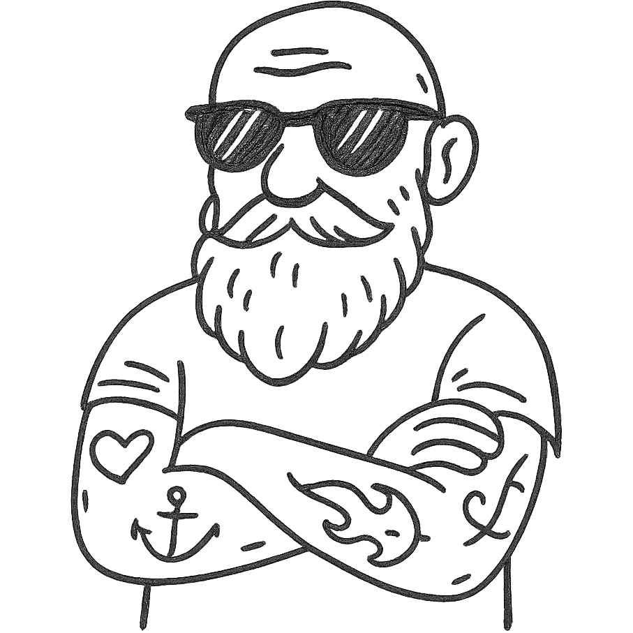 cool old man with tattooes emoji