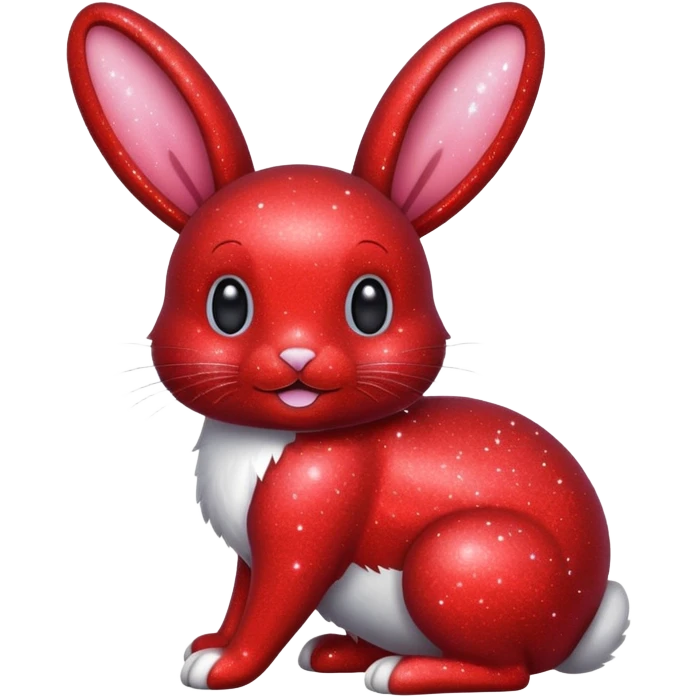 red glitter rabbit Happy  emoji