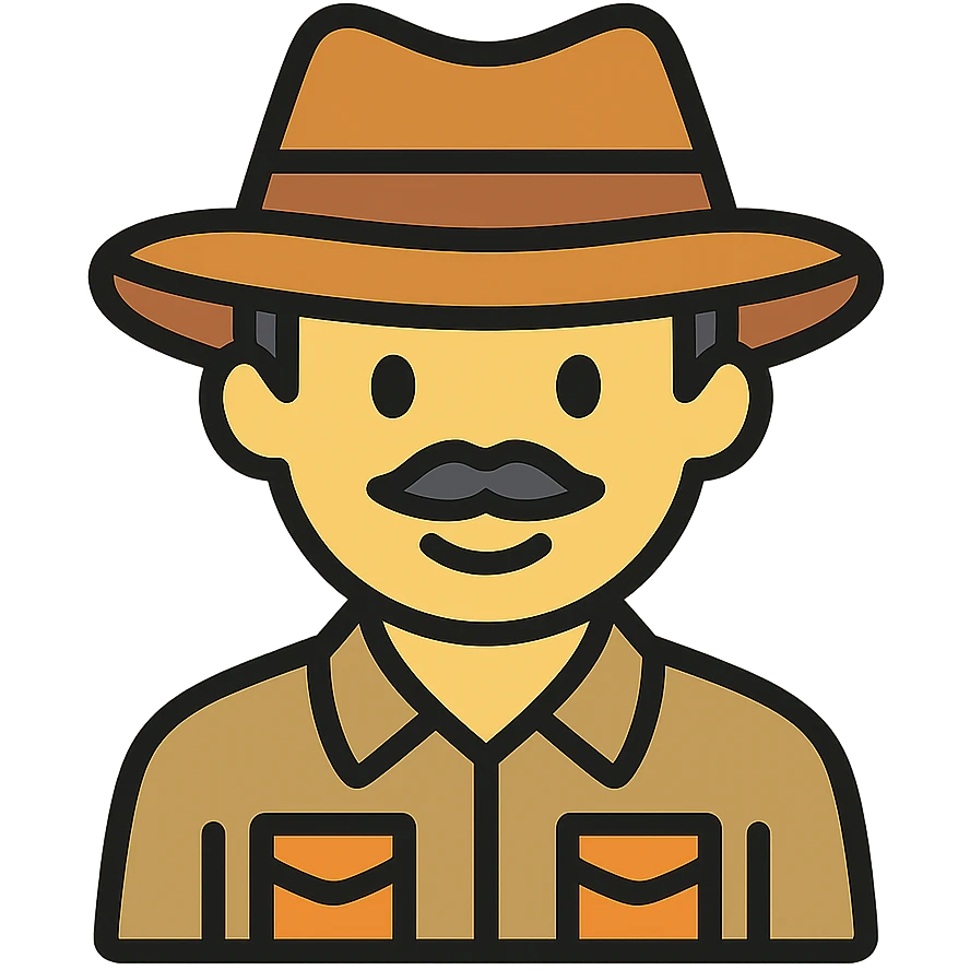 color outline icon of an Australian explorer emoji