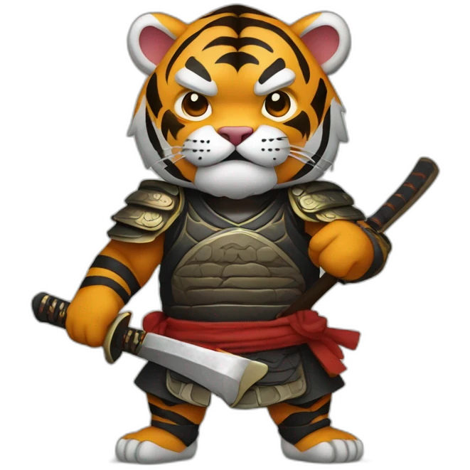 Tiger samurai holding axe emoji
