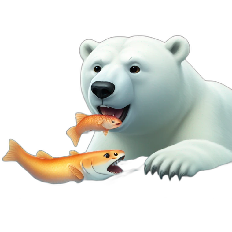 polar bear eats fish emoji