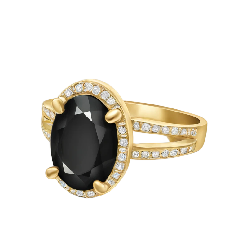 gold ring with black oval diamond emoji