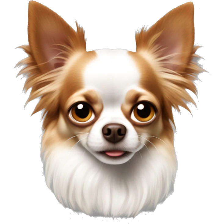 Long haired chihuahua white with reddish brown angry emoji