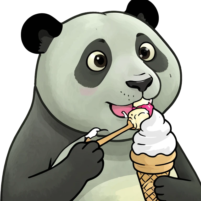 Panda eating ice cream emoji