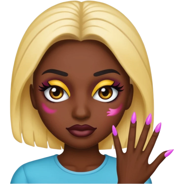 Baddie emoji with fake lashes and nails emoji