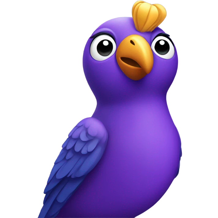 Purple bird with party horn in its beak  emoji