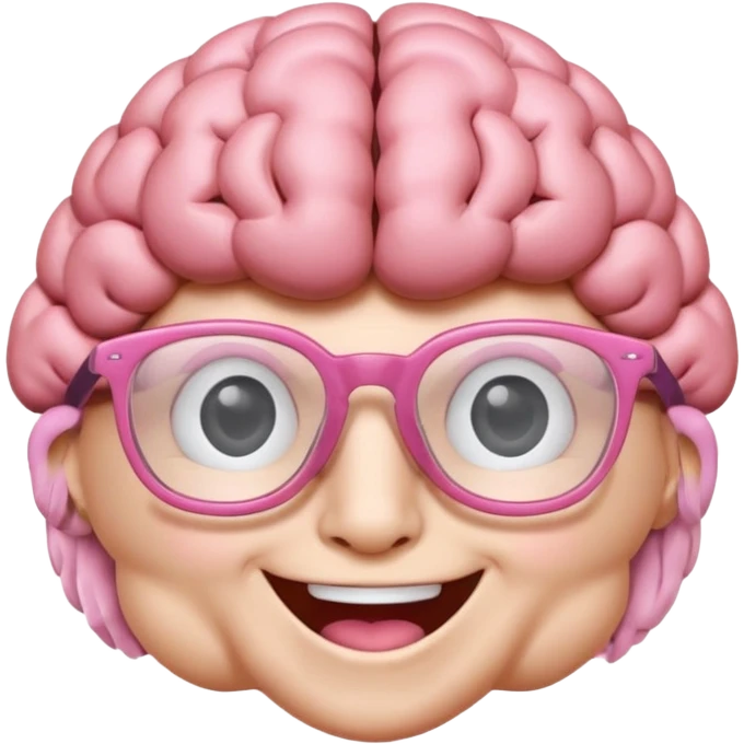 pink brain smiling with glasses emoji
