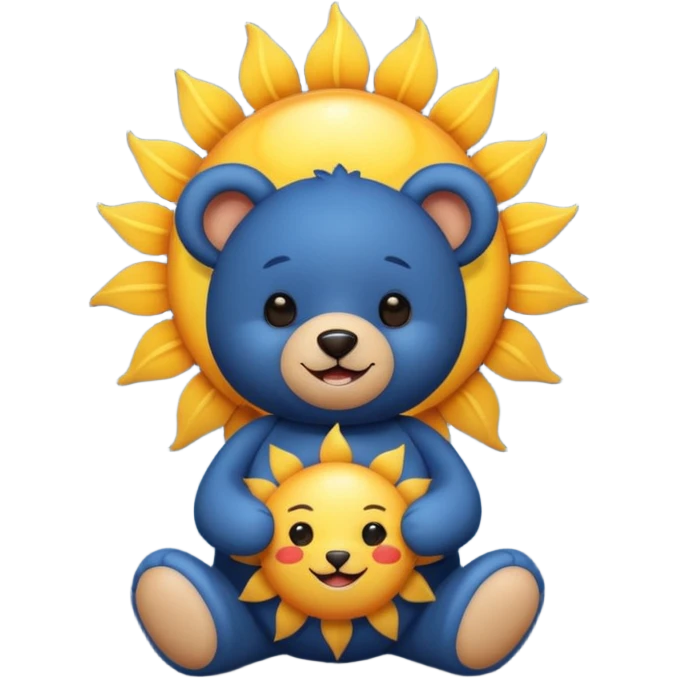 Dark blue teddy bear with sun emoji