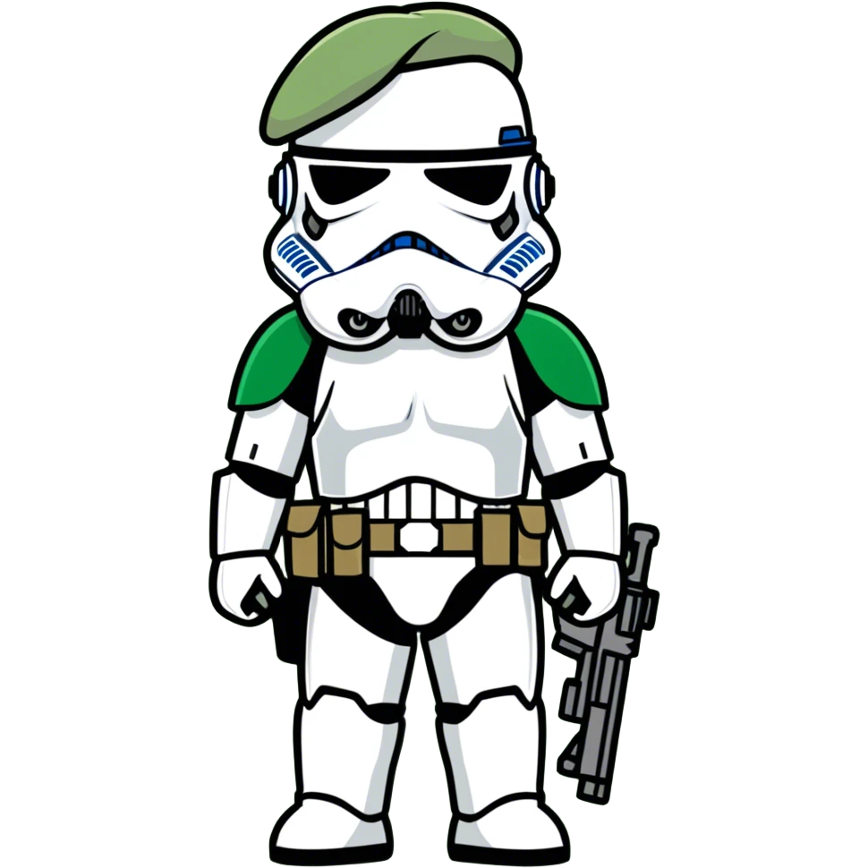 Stormtrooper wearing green barete emoji